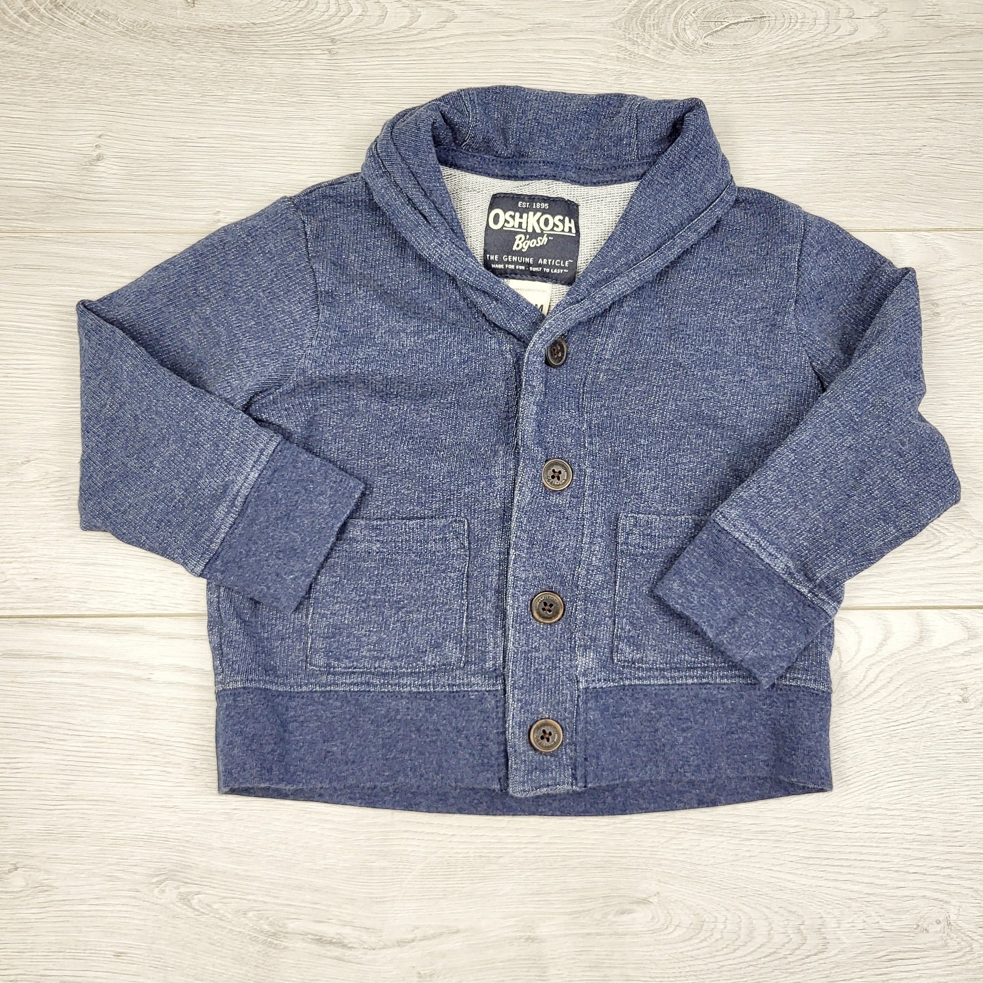 TBOW2 - Manteau boutonné en coton effet denim Oshkosh. Taille 12-18 mois