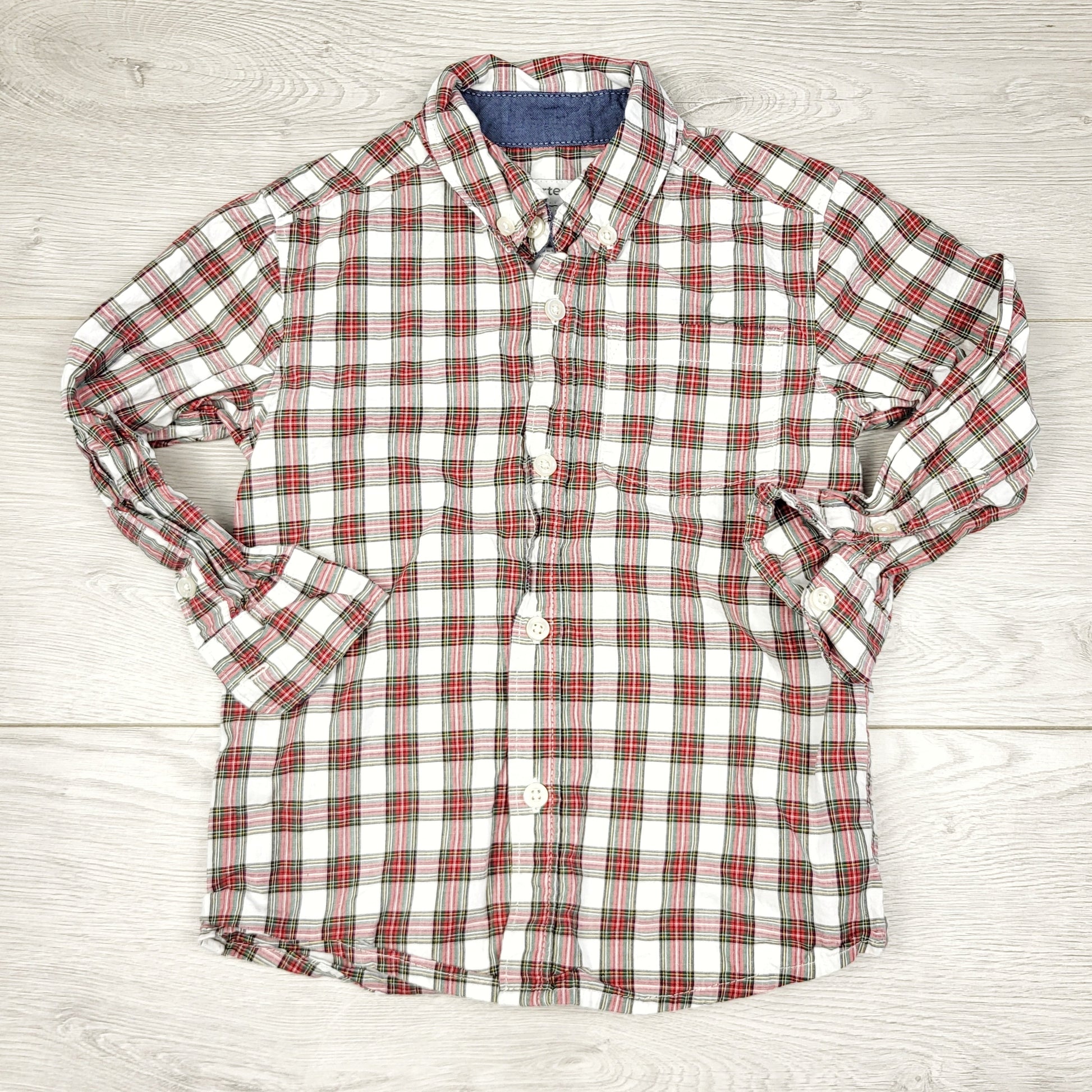 TBOW2 - Chemise boutonnée à carreaux rouges Carters. Taille 2T