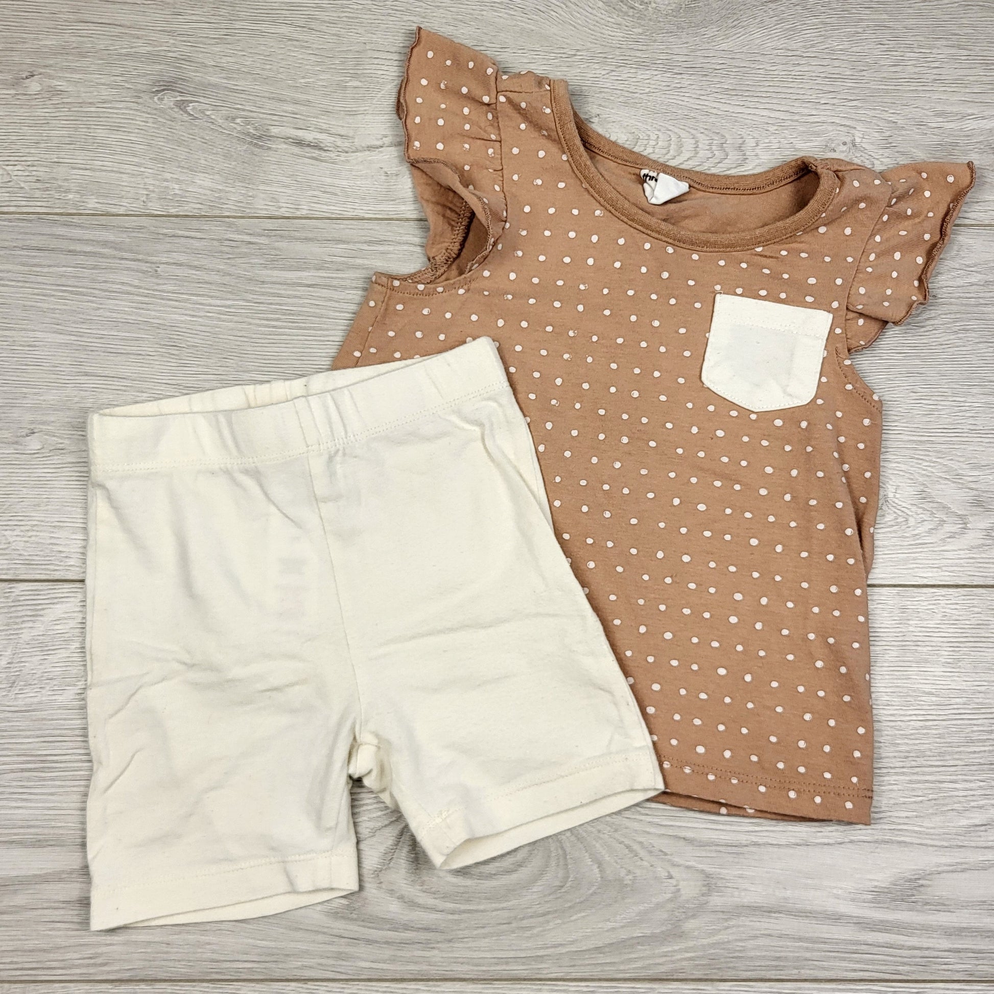 RUBH1 - Ensemble 2 pièces Three Likes beige et crème. Taille 2T