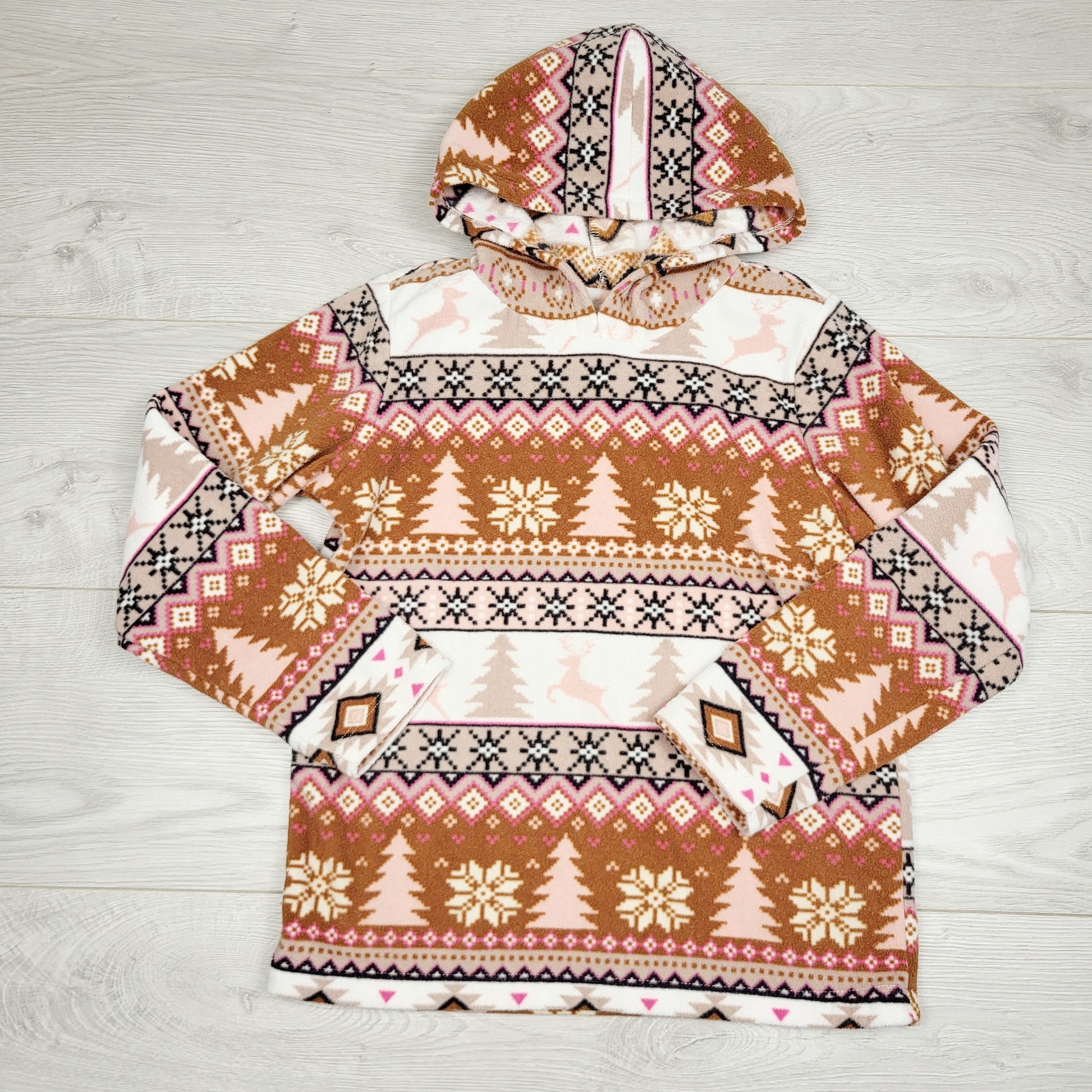 KTBL1 - Pull à capuche en polaire à motifs pour l'hiver. Taille 7/8