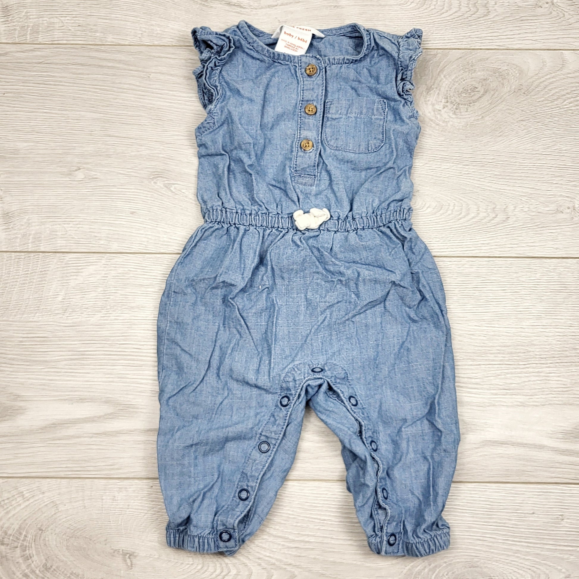 ECRS11 - Barboteuse Joe effet denim chambray. Taille 3-6 mois 🍁