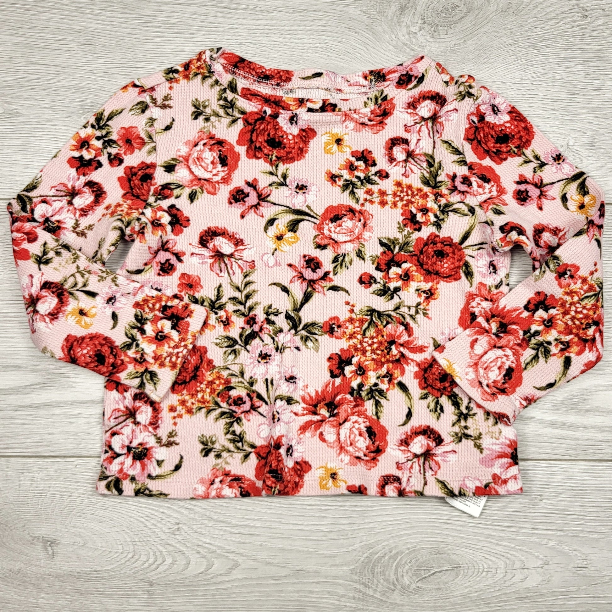 LKAN1 - Haut en maille gaufrée rose à imprimé floral Old Navy. Taille 4T