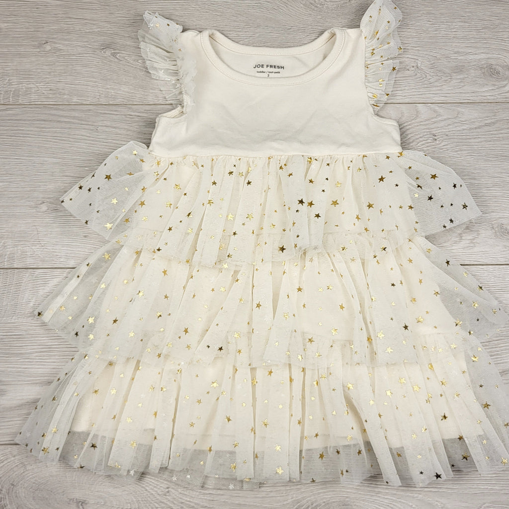 LKAN1 - Joe cream coloured dress with tulle layers. Size 3T 🍁