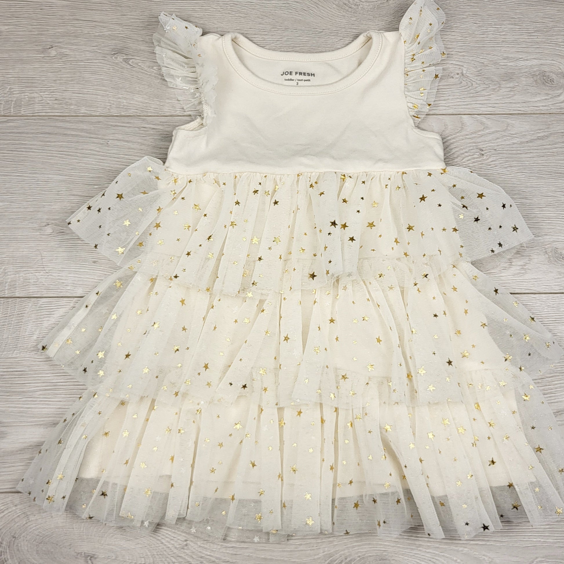 LKAN1 - Robe Joe couleur crème avec superpositions de tulle. Taille 3T 🍁