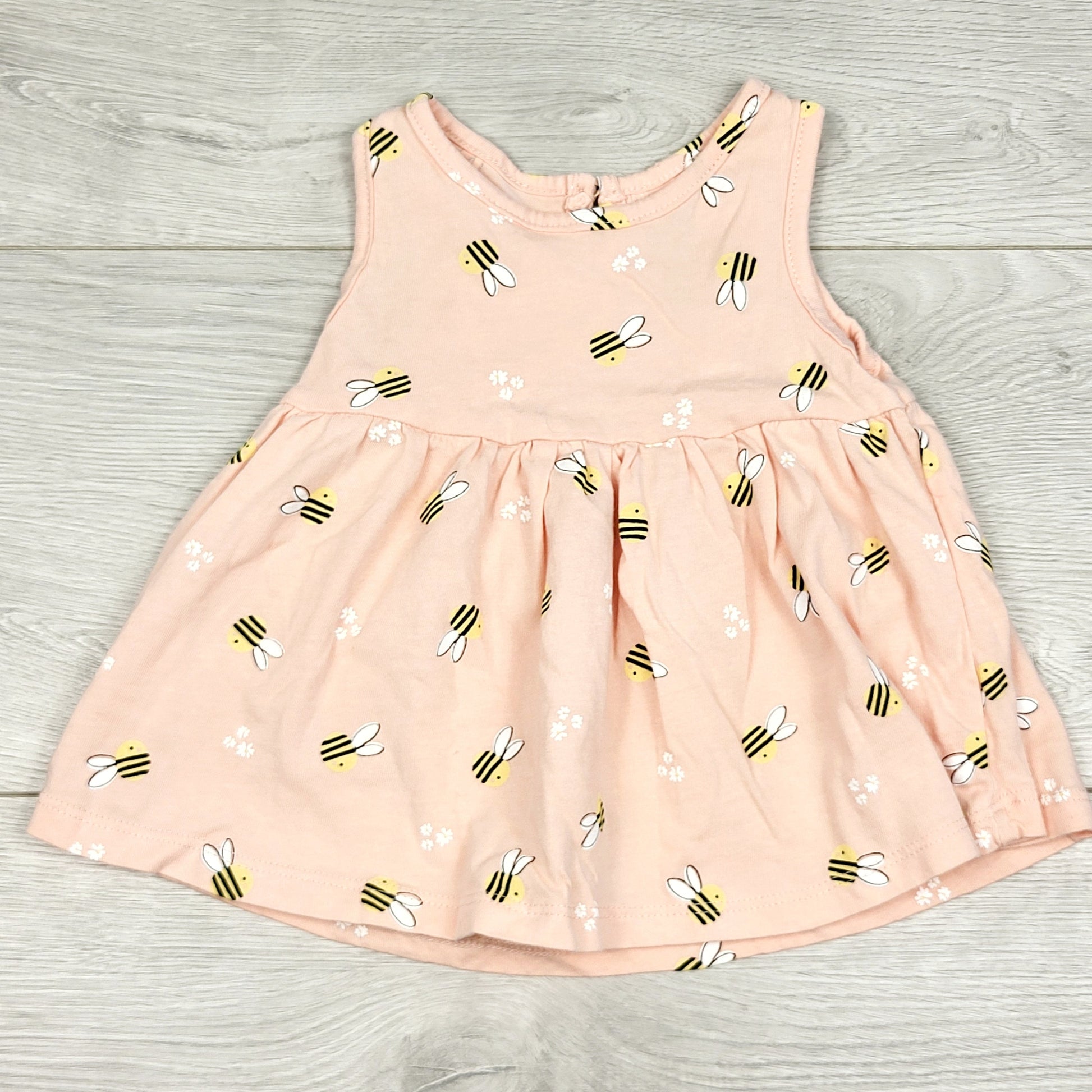 KSAL2 - Robe George couleur pêche à motifs bourdons. Taille 0-3 mois