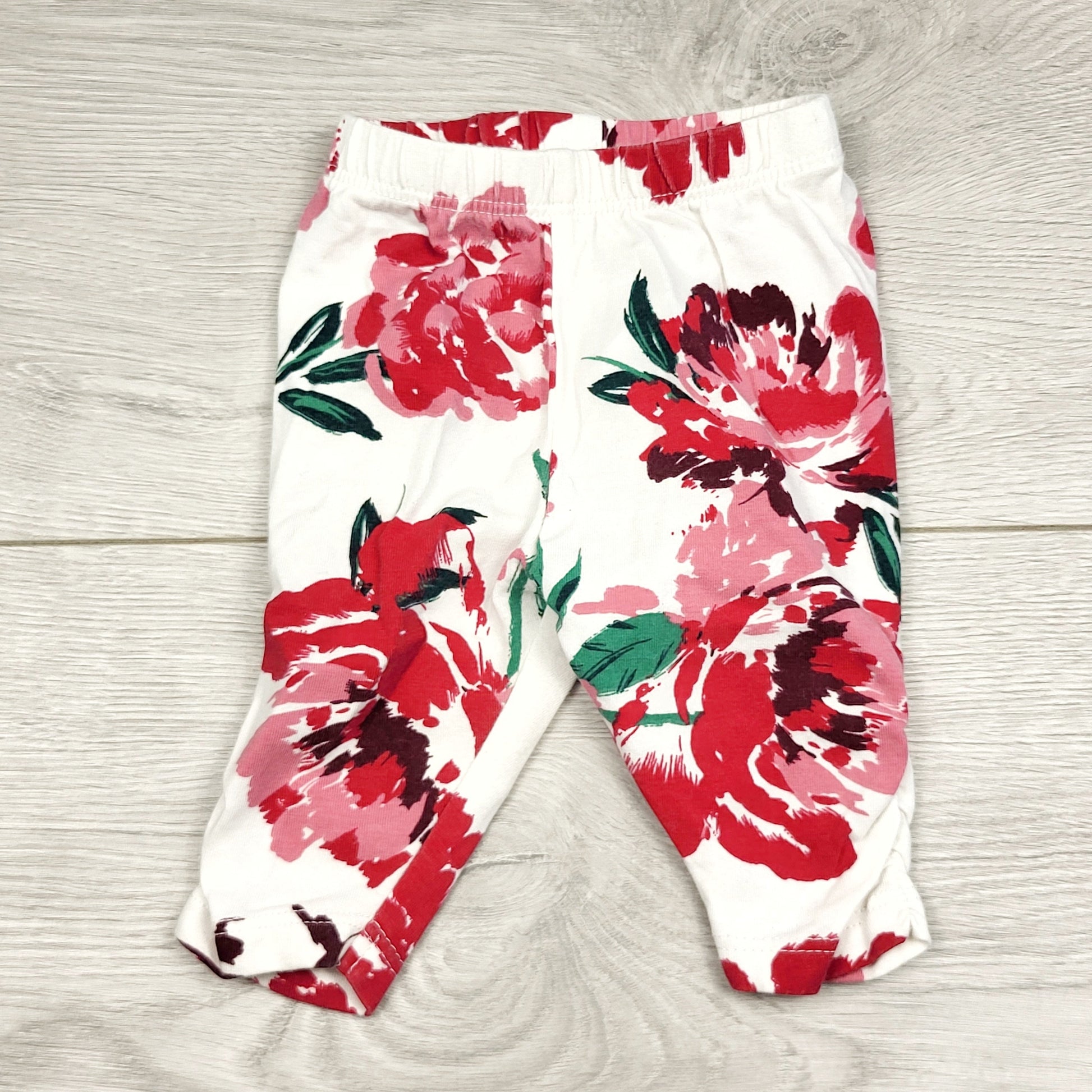 KSAL2 - Ensemble de leggings blancs à imprimé floral. Taille nouveau-né.