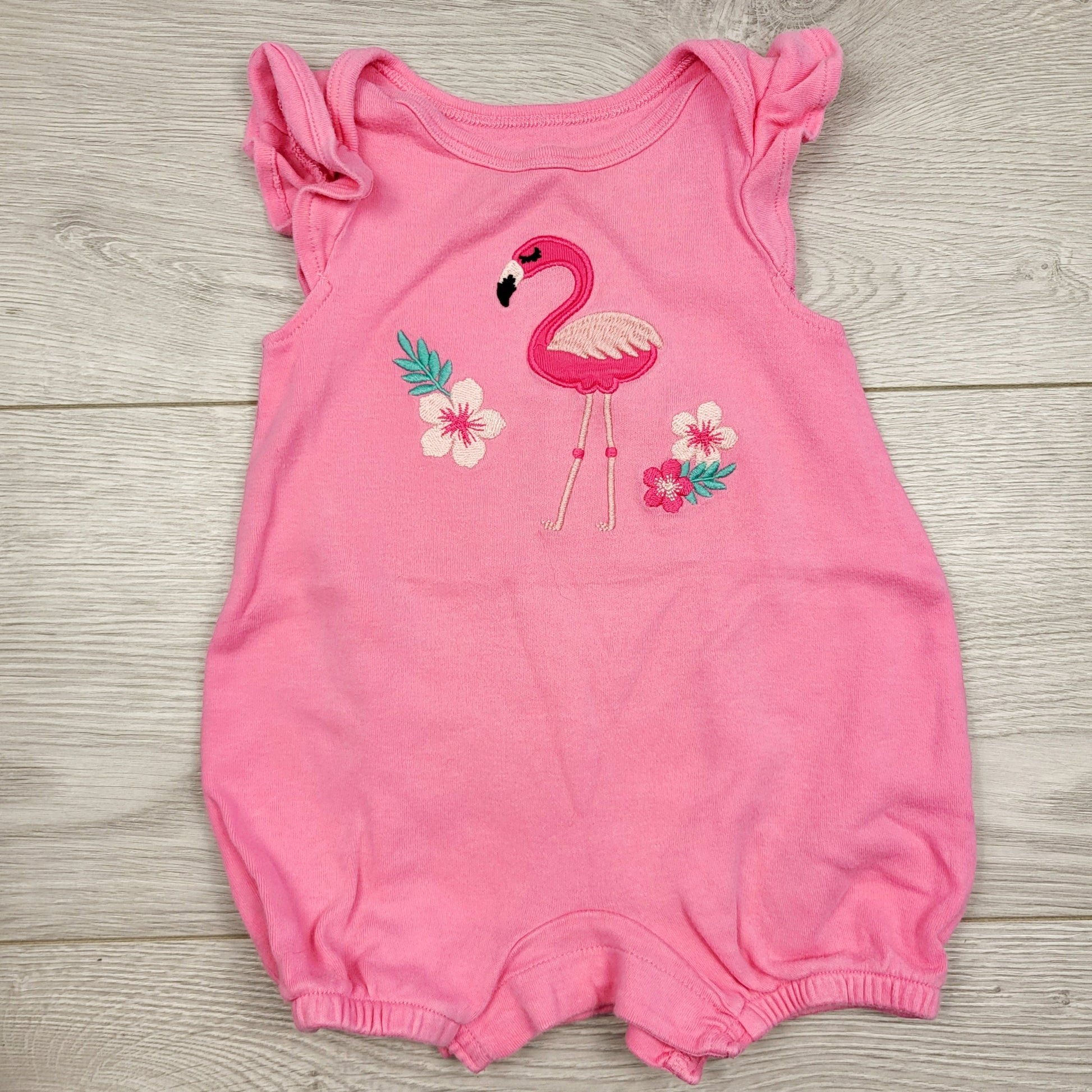 MARK1 - Barboteuse rose rococo avec flamant rose. Taille 3 mois