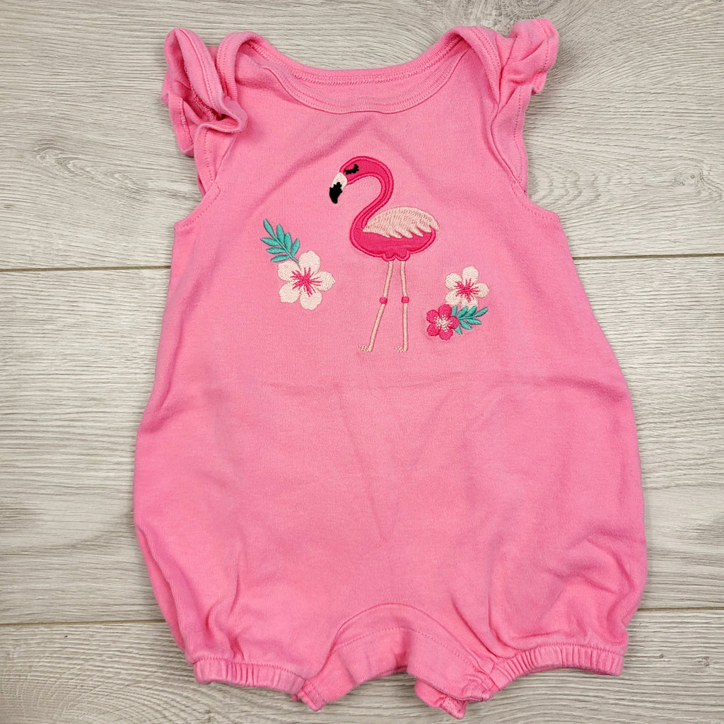MARK1 - Barboteuse rose rococo avec flamant rose. Taille 3 mois