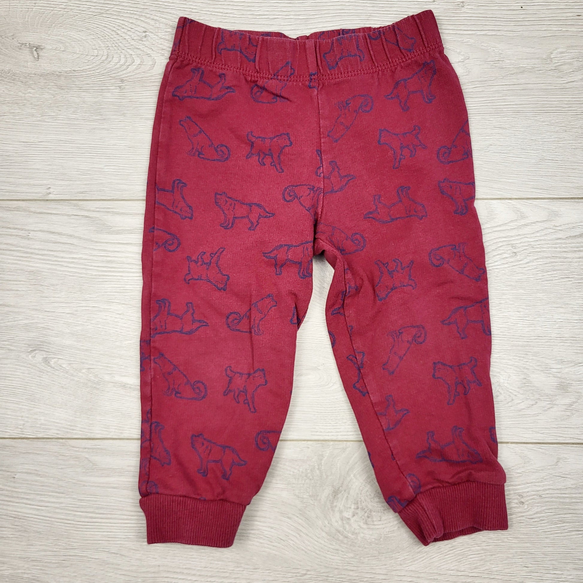 ERBD1 - Pantalon Carters en coton rouge à motifs loups. Taille 18 mois