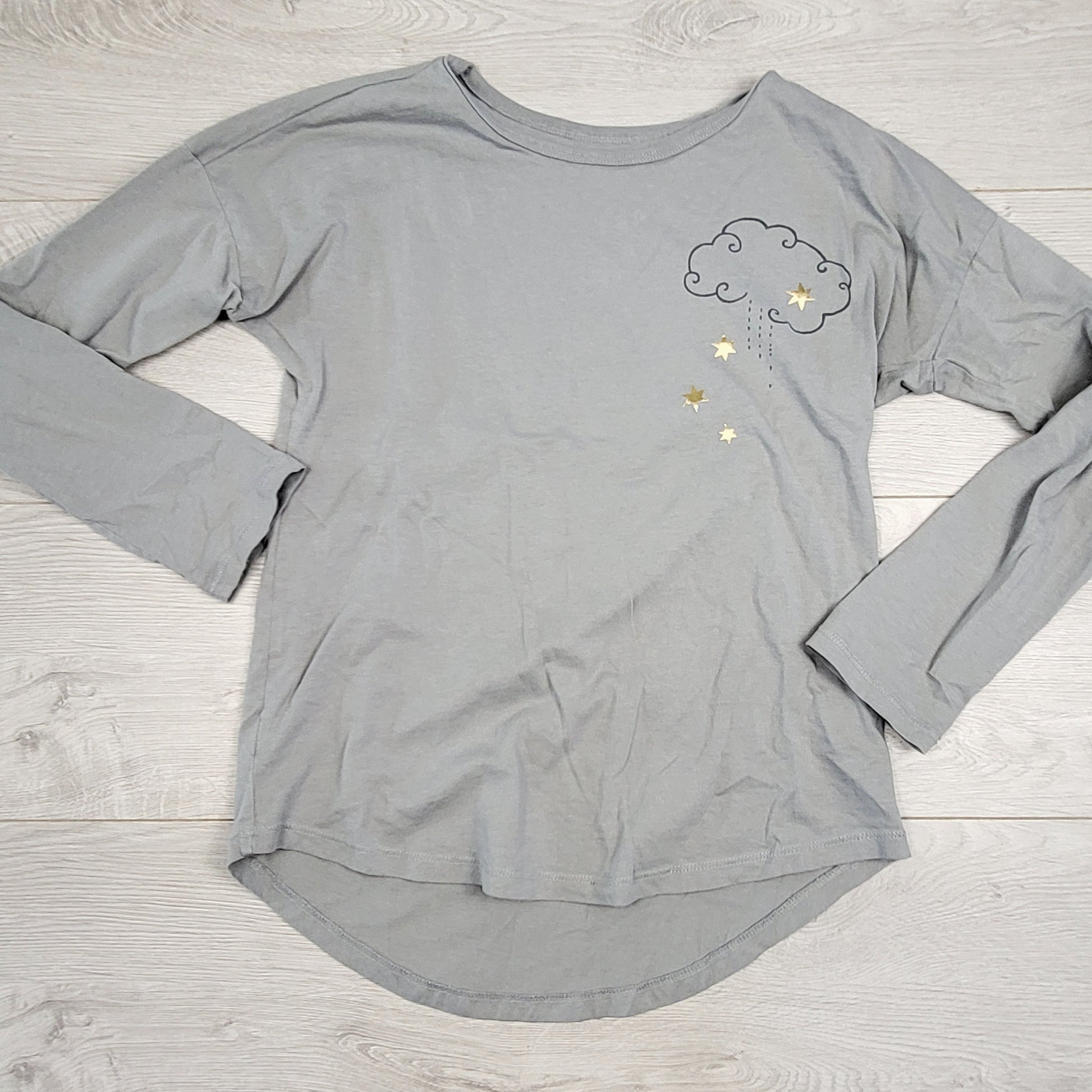 SHRSS22 - Haut gris à manches longues, motif nuage et étoiles, collection Tea. Taille 42