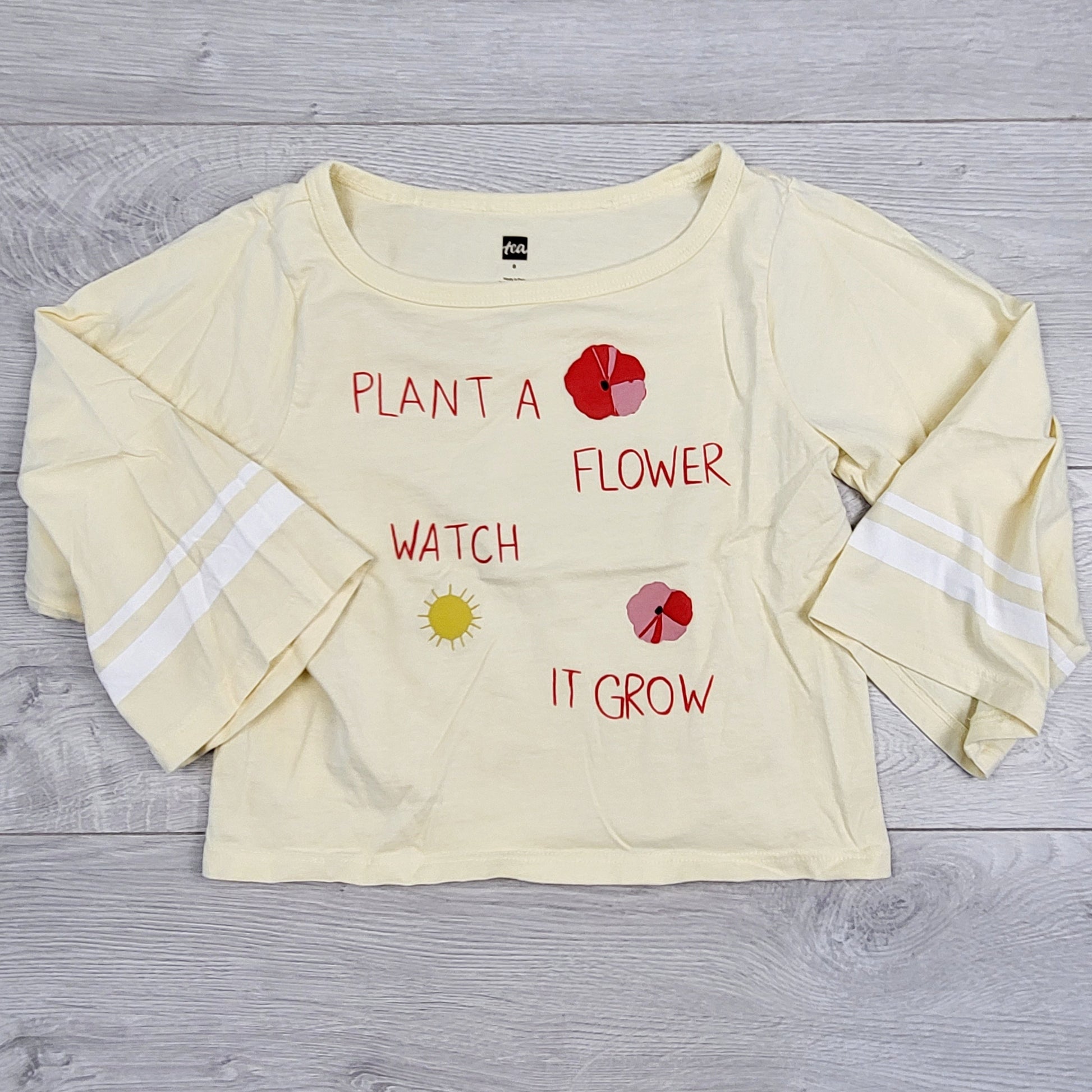 SHRSS22 - Chemise courte jaune « Plant a Flower… » de la collection Tea. Taille 8