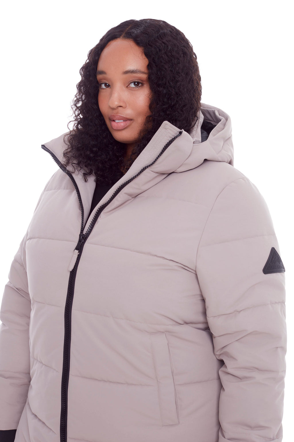 KLUANE PLUS | PARKA ULTRA LONGUE EN DUVET VÉGAN (RECYCLÉE) POUR FEMME, TAUPE CLAIR (TAILLE GRANDE)