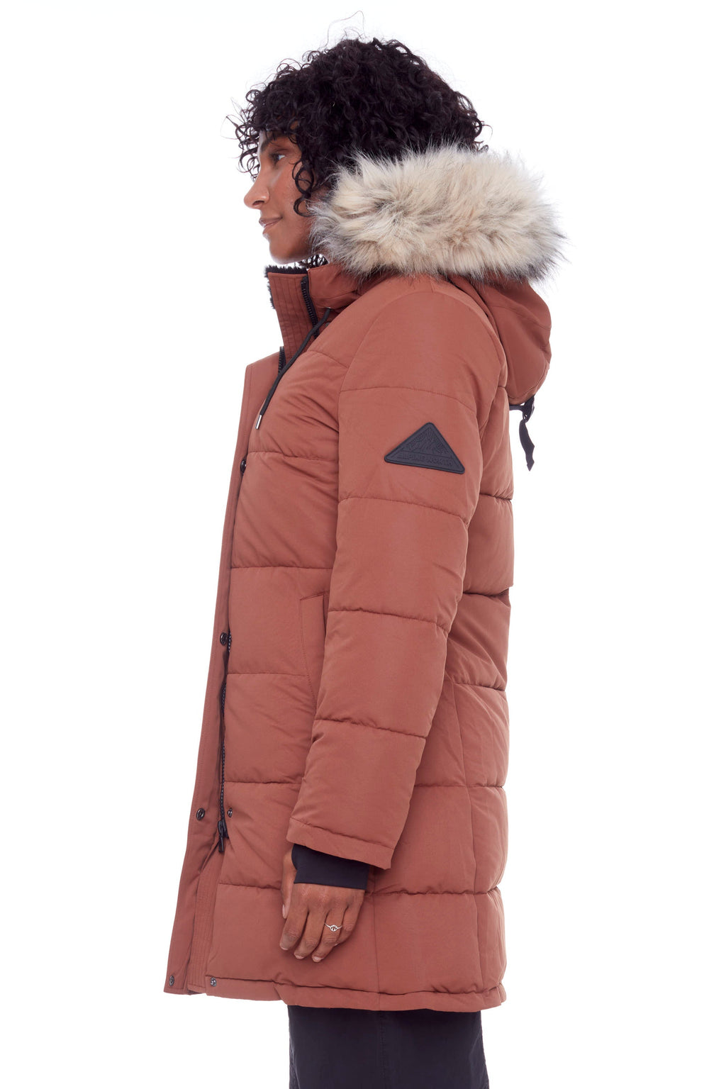 AULAVIK | PARKA À CAPUCHE MI-LONGUE EN DUVET VÉGAN (RECYCLÉE) POUR FEMME, ÉRABLE