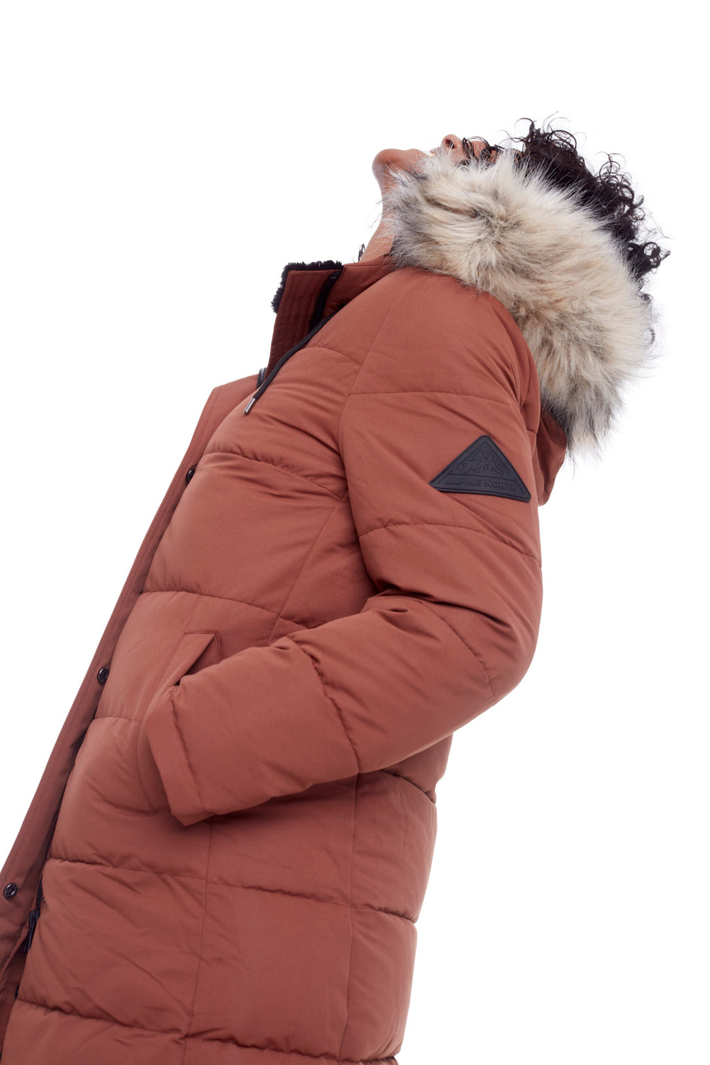 AULAVIK | PARKA À CAPUCHE MI-LONGUE EN DUVET VÉGAN (RECYCLÉE) POUR FEMME, ÉRABLE