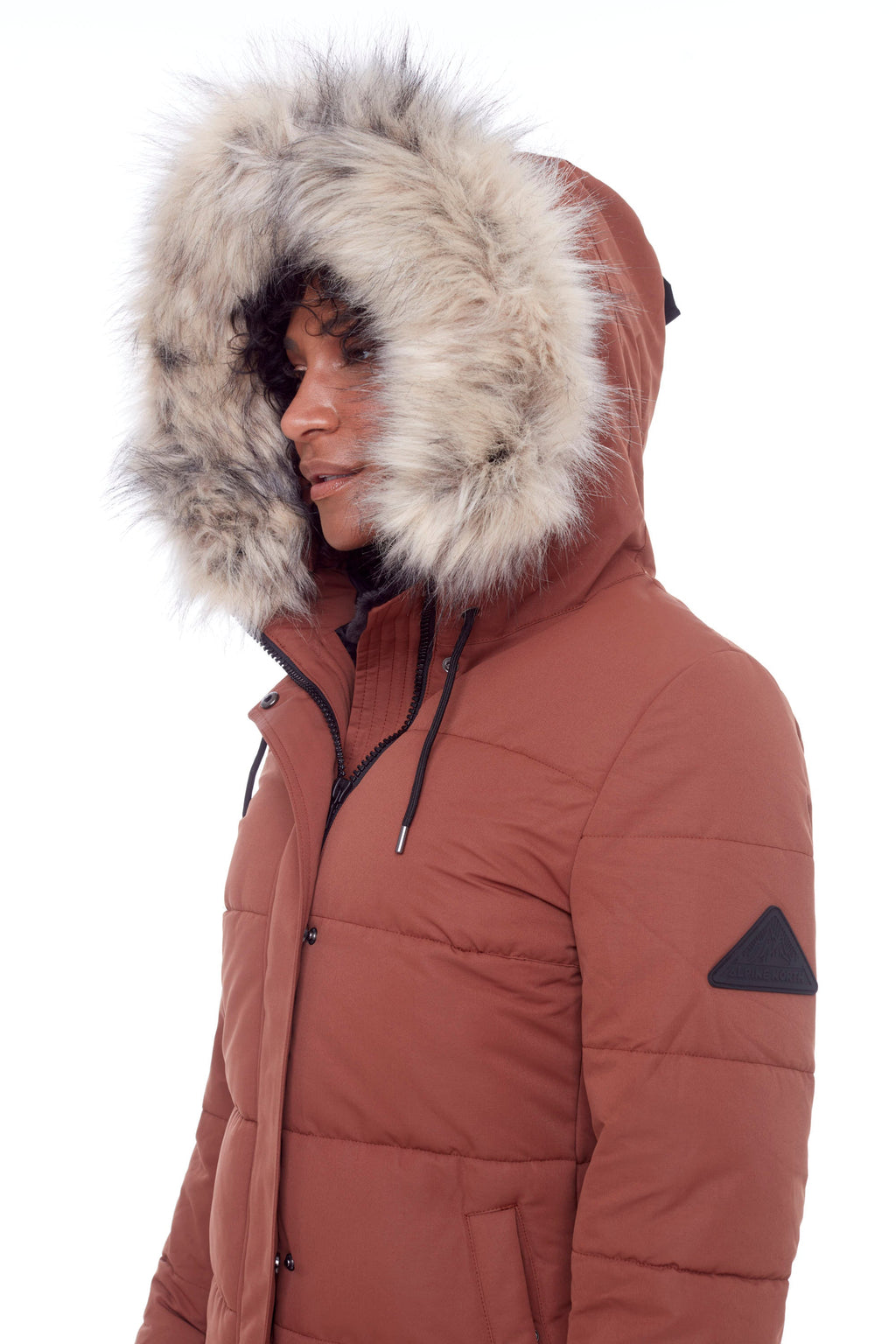 AULAVIK | PARKA À CAPUCHE MI-LONGUE EN DUVET VÉGAN (RECYCLÉE) POUR FEMME, ÉRABLE