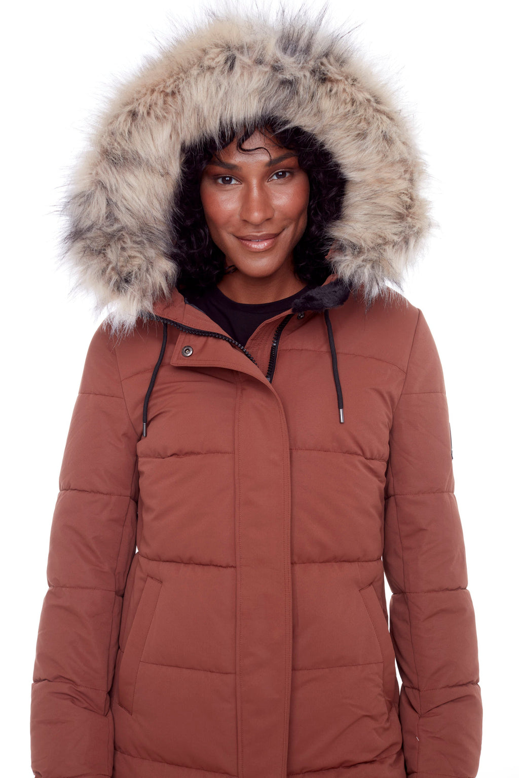 AULAVIK | PARKA À CAPUCHE MI-LONGUE EN DUVET VÉGAN (RECYCLÉE) POUR FEMME, ÉRABLE