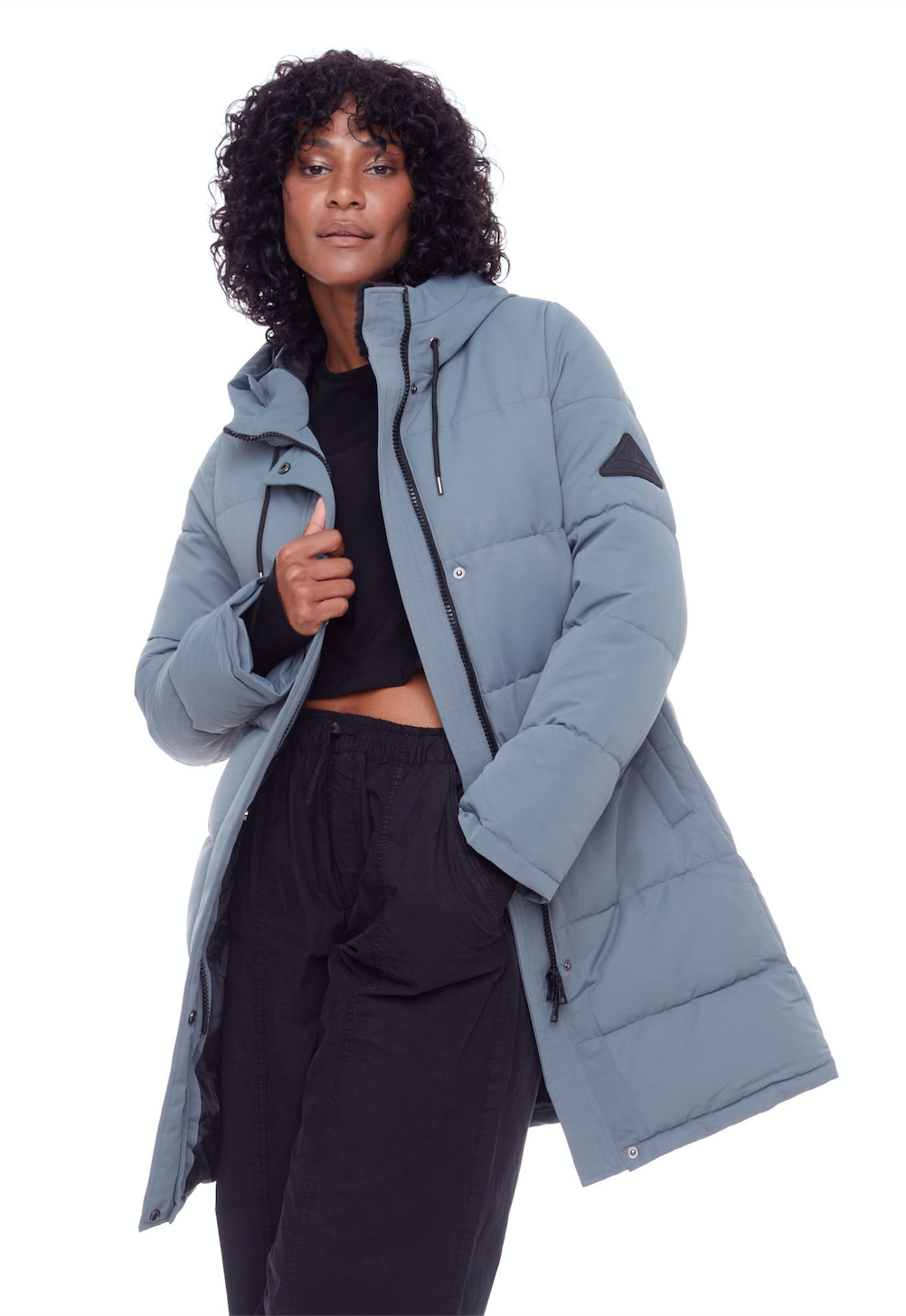 AULAVIK | PARKA À CAPUCHE MI-LONGUE EN DUVET VÉGAN (RECYCLÉE) POUR FEMME, ARDOISE