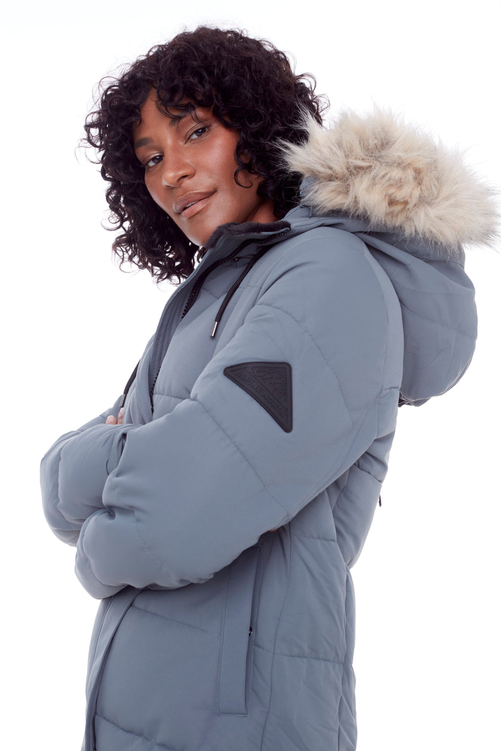 AULAVIK | PARKA À CAPUCHE MI-LONGUE EN DUVET VÉGAN (RECYCLÉE) POUR FEMME, ARDOISE