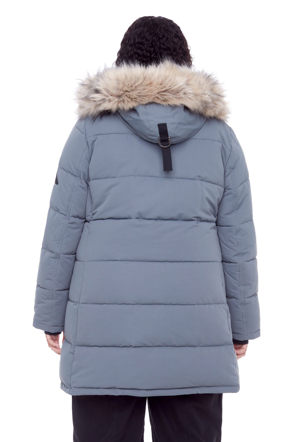 AULAVIK PLUS | PARKA À CAPUCHE MI-LONGUE EN DUVET VÉGAN (RECYCLÉE) POUR FEMME, ARDOISE (TAILLE GRANDE)
