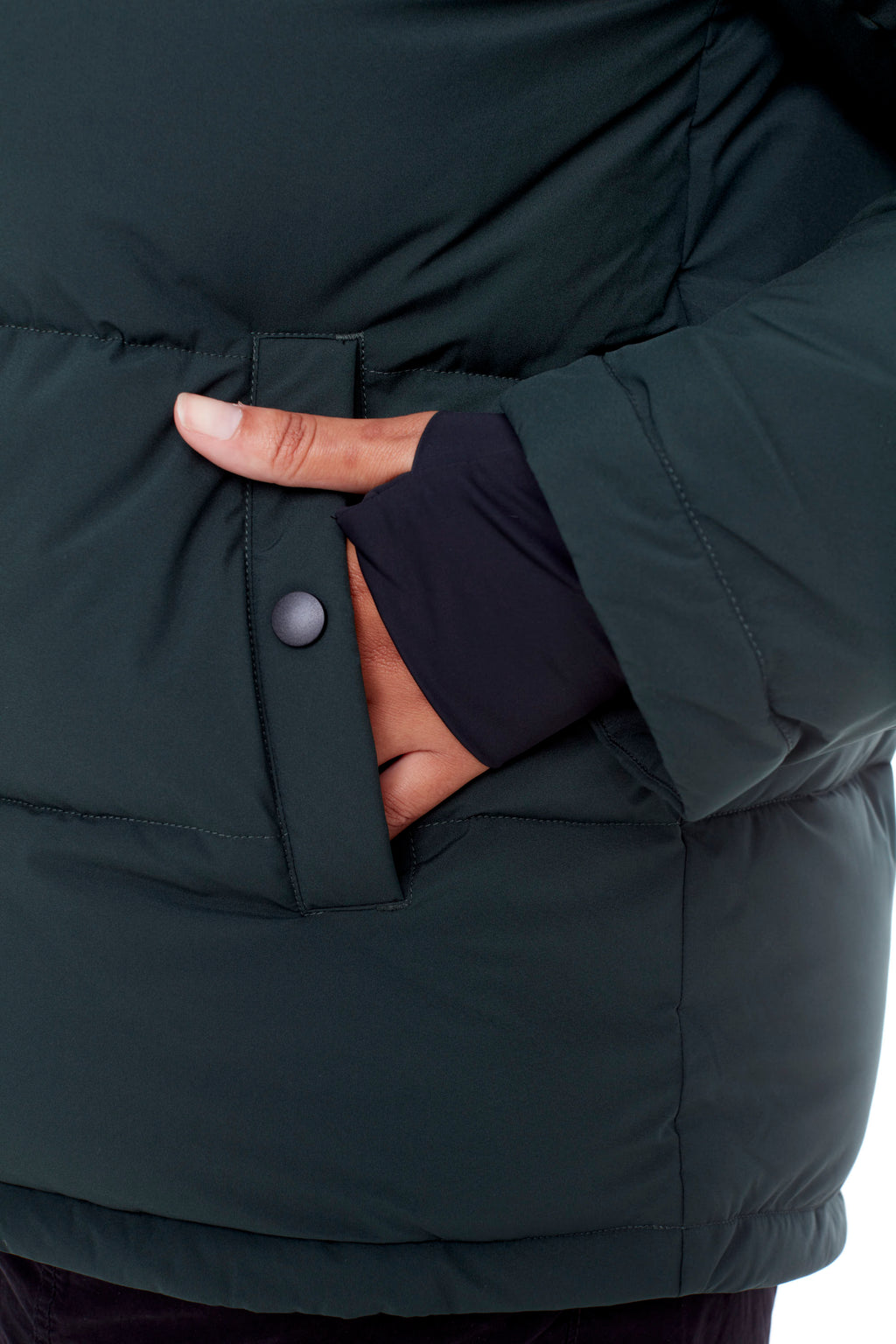 FORILLON PLUS | DOUDOUNE COURTE MATELASSÉE EN DUVET VÉGAN (RECYCLÉE) POUR FEMME, VERT FONCÉ (TAILLE GRANDE)