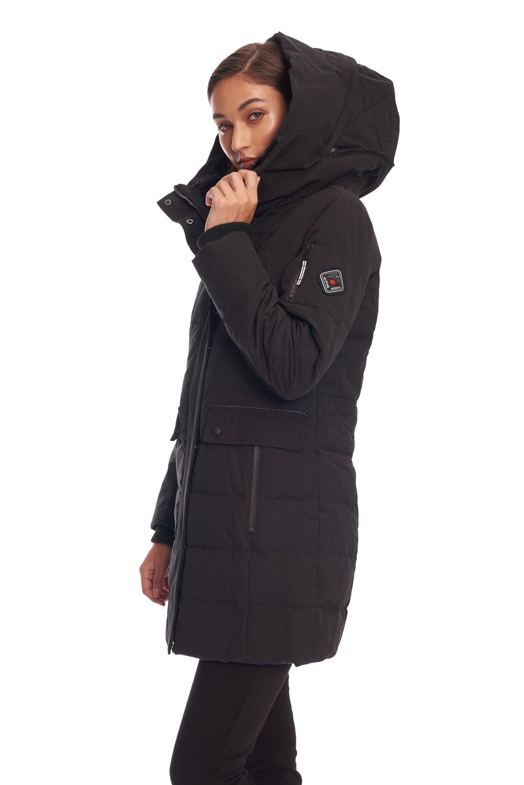 KOOTNEY | PARKA MI-LONGUE EN DUVET VÉGAN (RECYCLÉE) POUR FEMME, NOIR