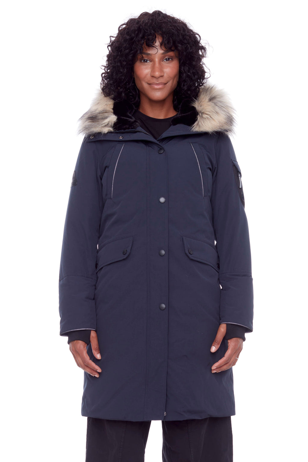 LAURENTIAN | PARKA LONGUE EN DUVET VÉGAN (RECYCLÉE) POUR FEMME, BLEU MARINE