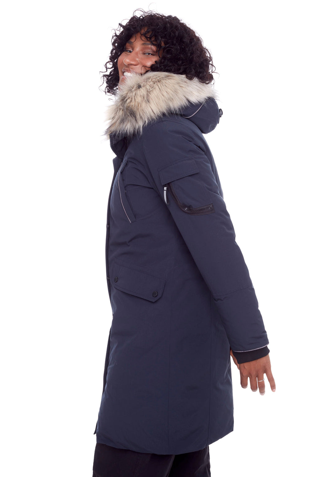 LAURENTIAN | PARKA LONGUE EN DUVET VÉGAN (RECYCLÉE) POUR FEMME, BLEU MARINE