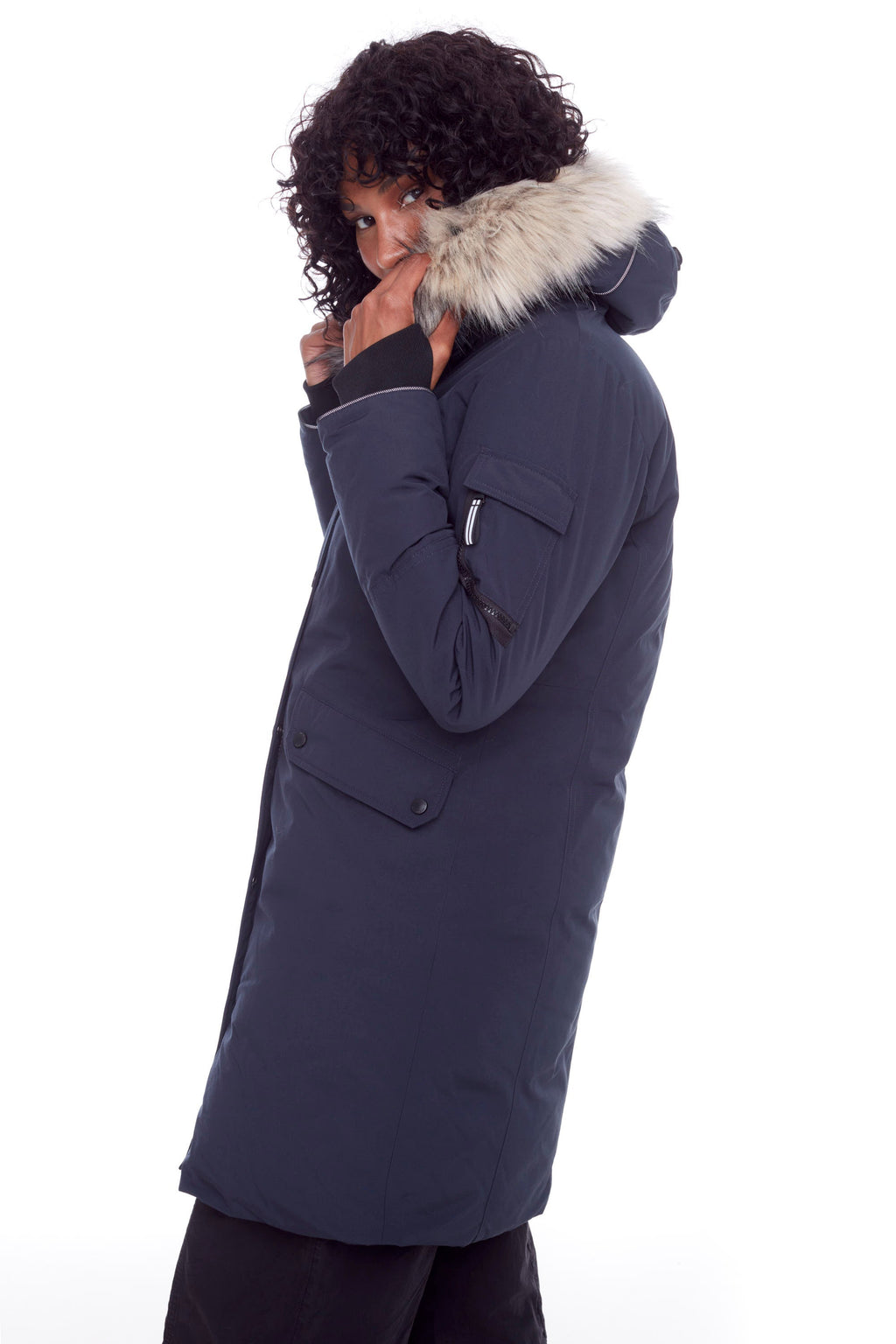 LAURENTIAN | PARKA LONGUE EN DUVET VÉGAN (RECYCLÉE) POUR FEMME, BLEU MARINE