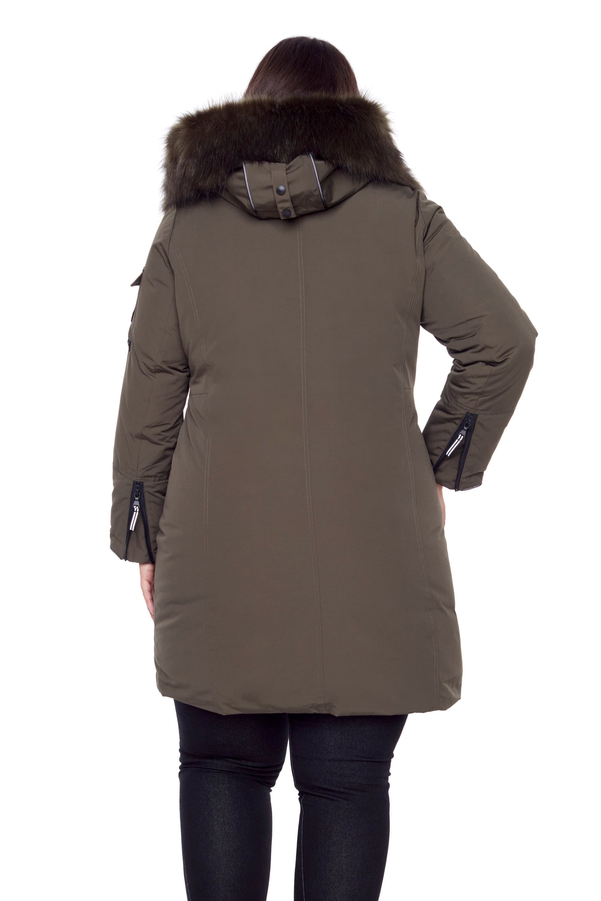 LAURENTIAN PLUS | WOMEN'S VEGAN DOWN (RECYCLED) LONG PARKA, OLIVE (PLUS SIZE)