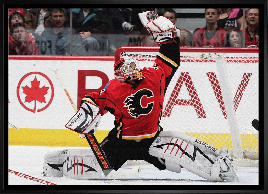 Miikka Kiprusoff 20x29 Framed Canvas Flames Glove Save-H