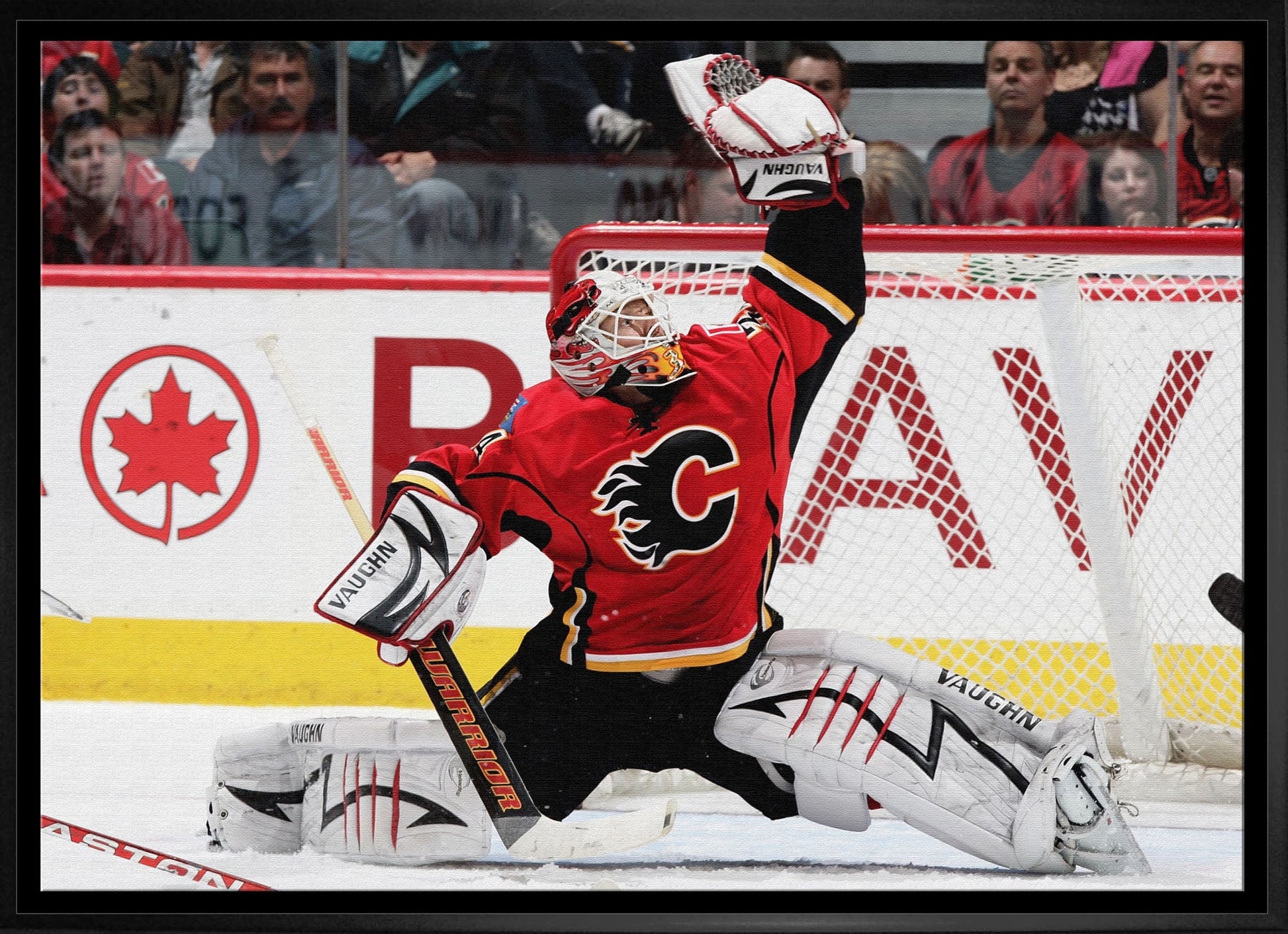 Miikka Kiprusoff 20x29 Framed Canvas Flames Glove Save-H