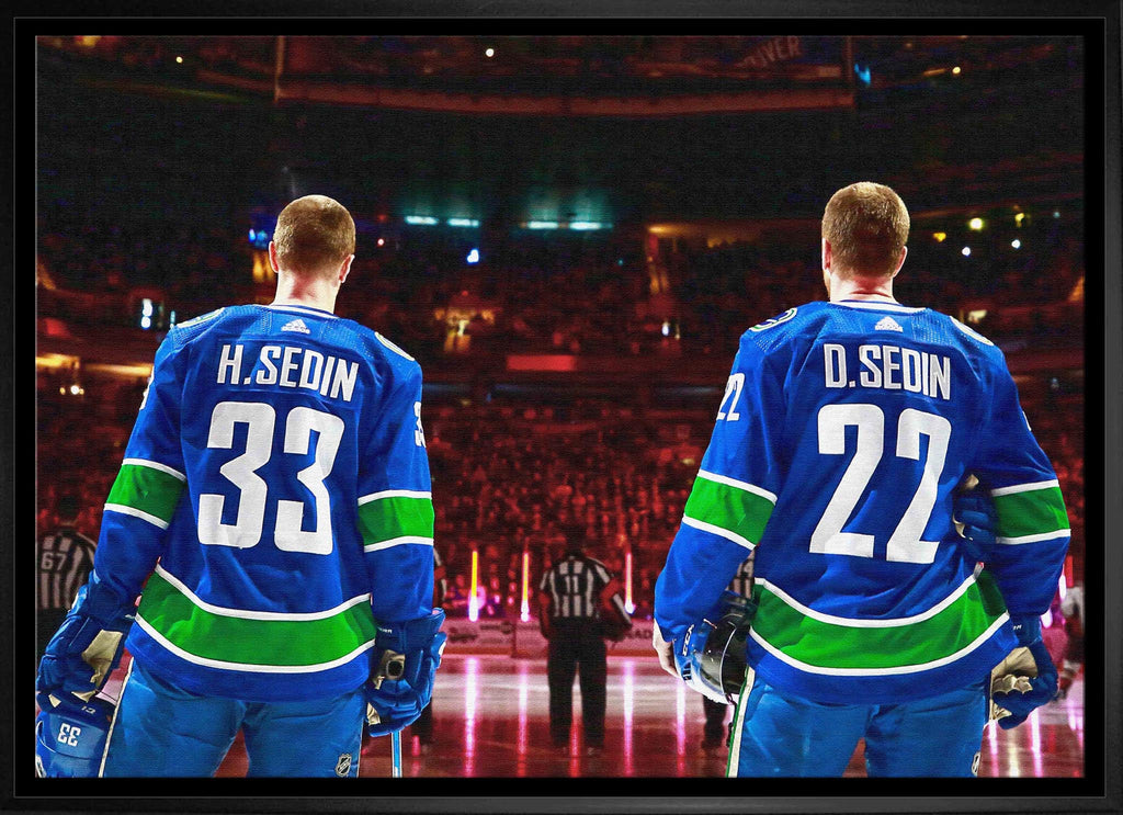 Henrik Sedin et Daniel Sedin, toile encadrée 20x29, Hymne des Canucks - H