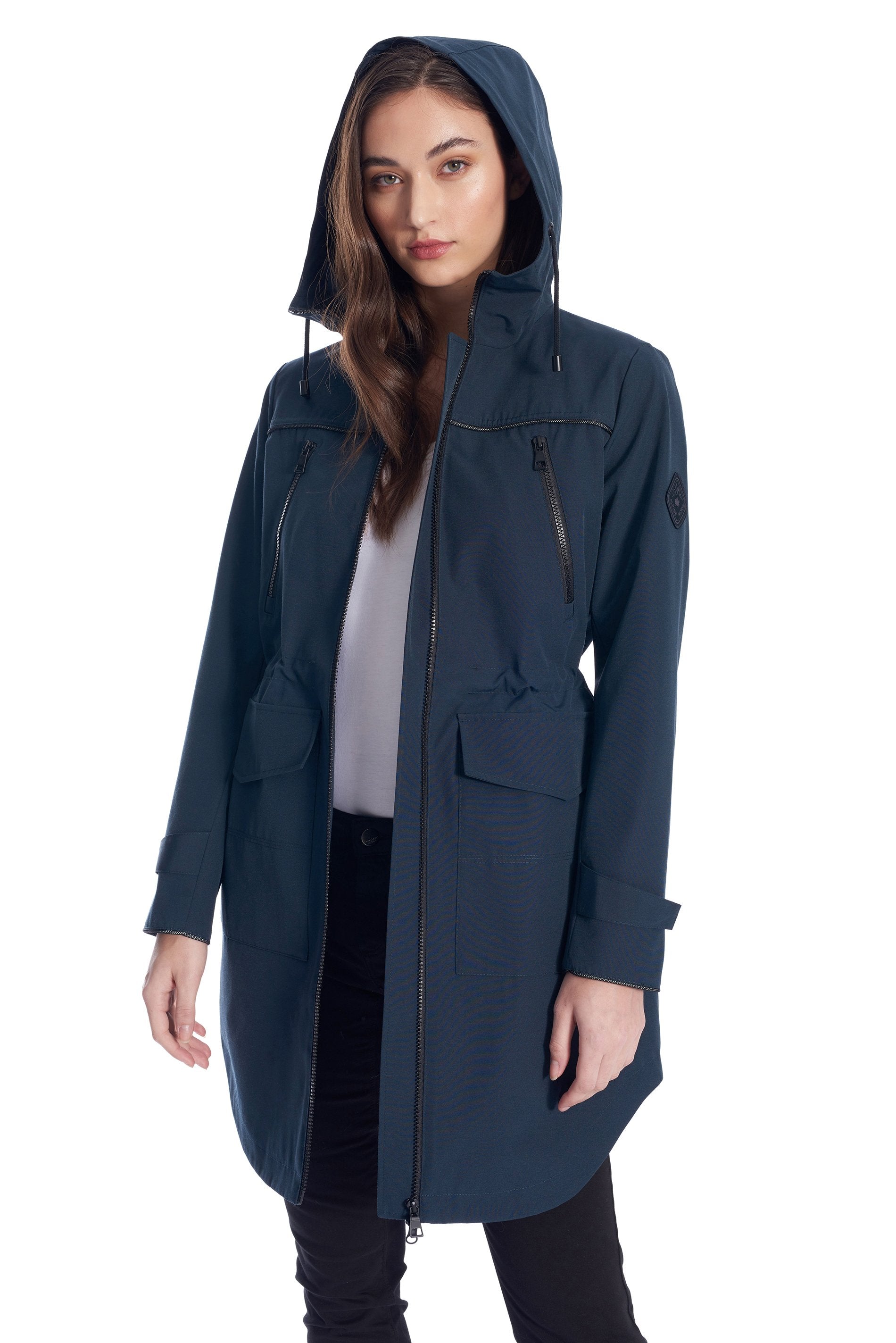 KUSAWA | IMPERMÉABLE À CORDON POUR FEMME, BLEU MARINE