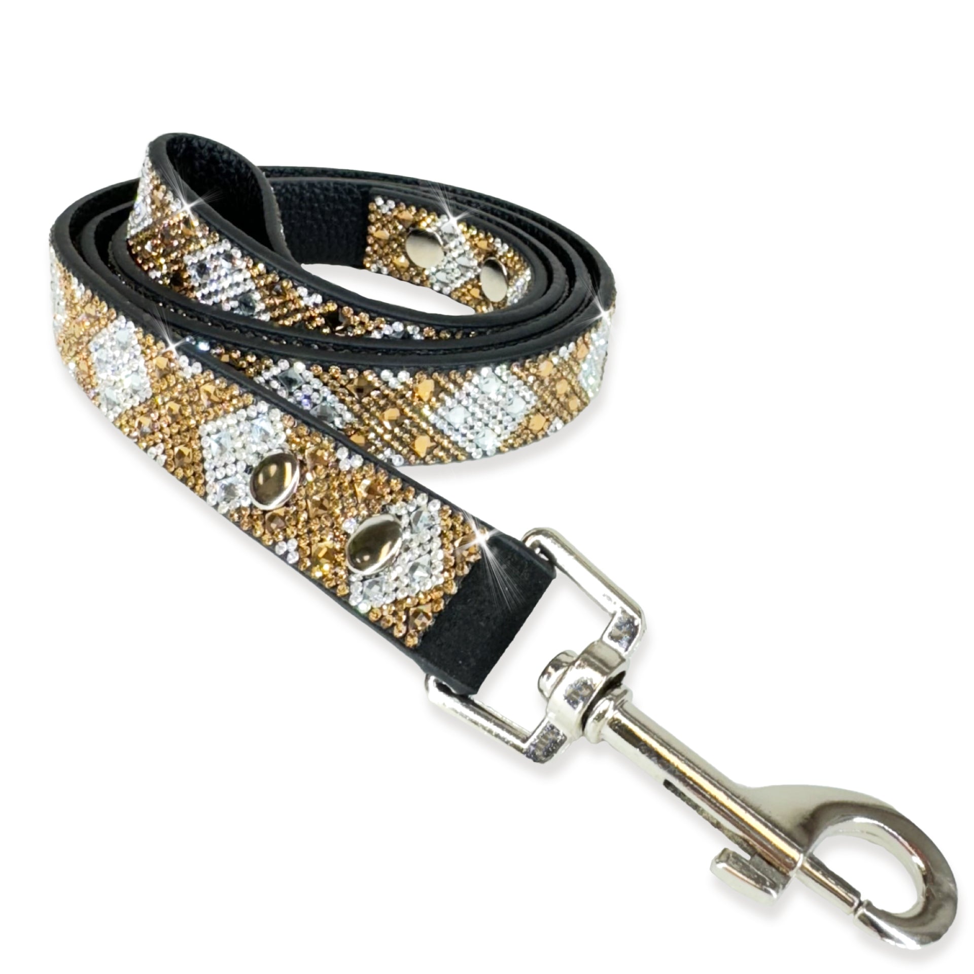 Luxury Gold Cross Dog Leash – Silver Hardware | Soft Vegan Leather, 42” Length with 360° Clip