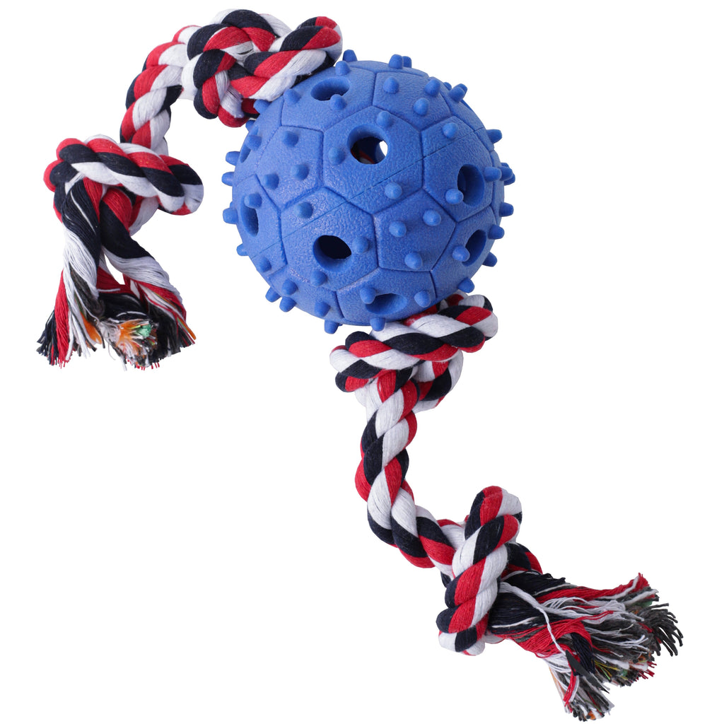 Jouet à mâcher pour chien avec corde à tirer et distributeur de friandises, balle en caoutchouc