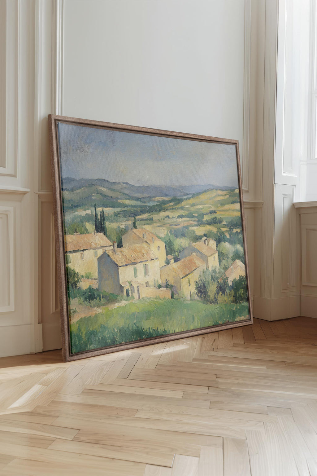 VILLAGE IN BLOOM, Stretched Canvas Artwork