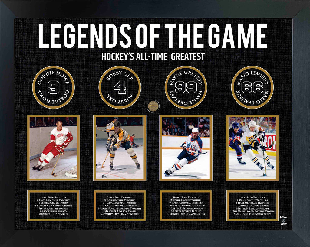 Legends of Hockey: Howe, Orr, Gretzky, Lemieux - Framed Collage