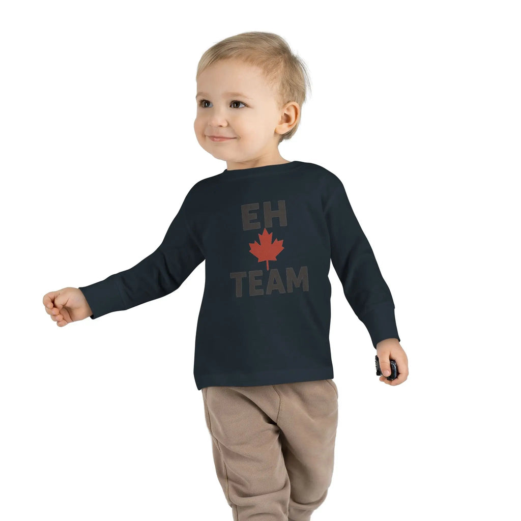 T-shirt à manches longues pour tout-petit Maple Stick « Eh Team » – Fierté de la feuille d'érable