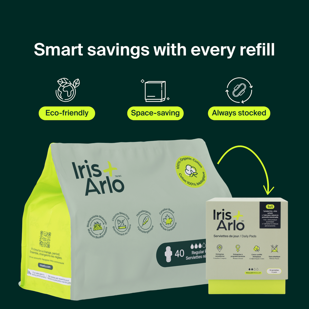 Serviettes hygiéniques régulières 100 % biologiques en vrac (40) - Sachet refermable