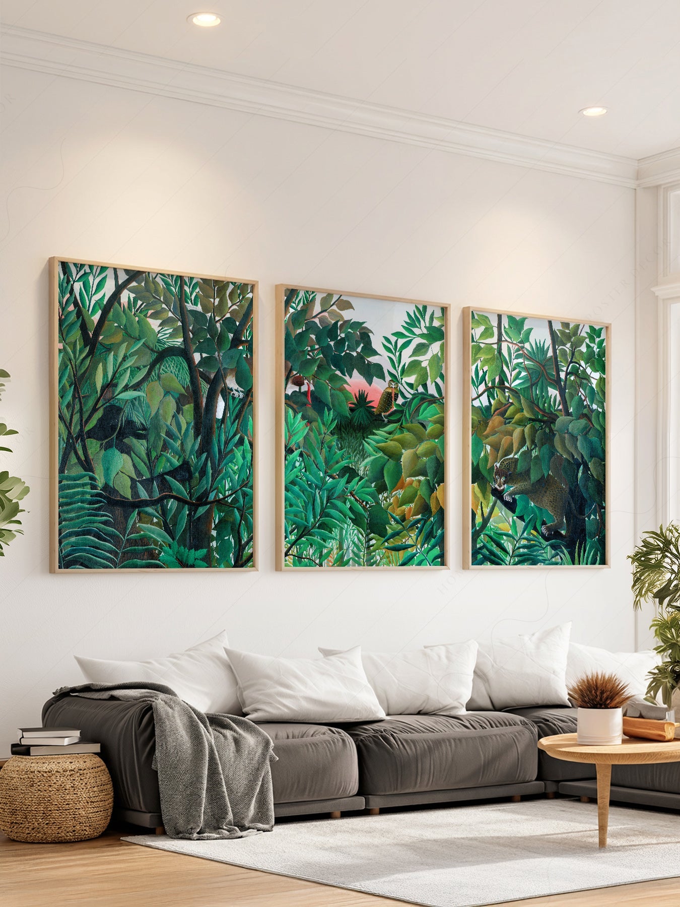 Henri Rousseau Jungle Set of 3 Art Prints – Tropical Forest Wall Art