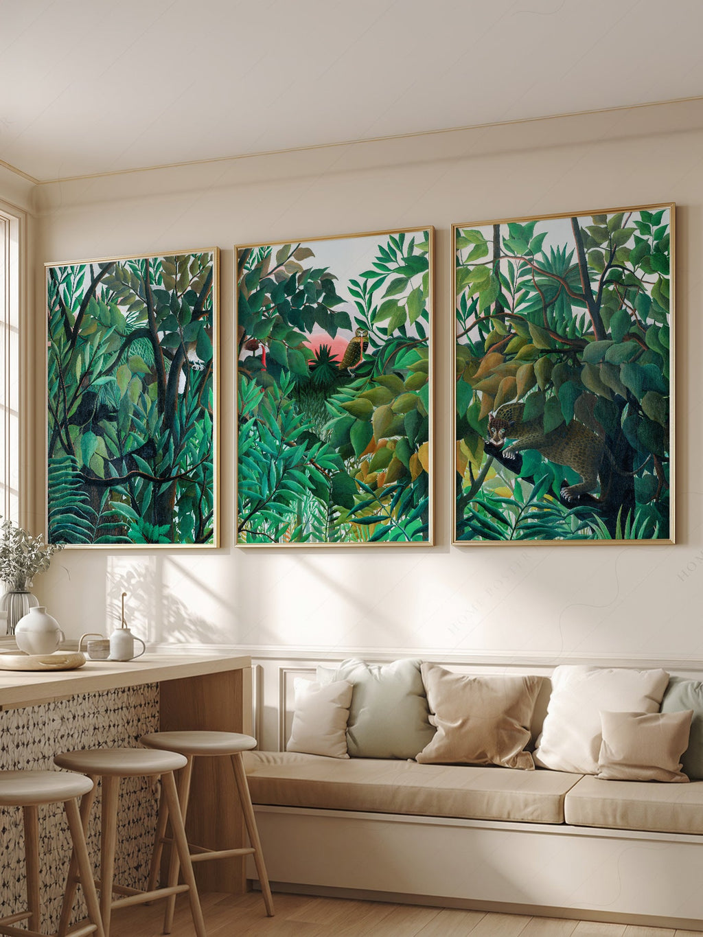 Henri Rousseau Jungle Set of 3 Art Prints – Tropical Forest Wall Art