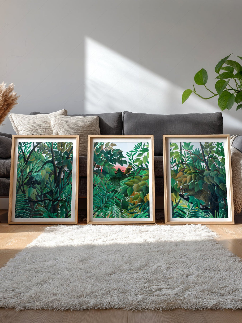 Henri Rousseau Jungle Set of 3 Art Prints – Tropical Forest Wall Art