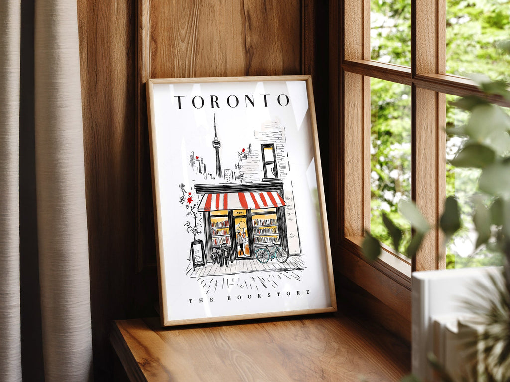Toronto Bookstore Art Print – City Bookshop Illustration Poster Wall Art