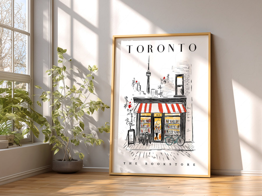 Toronto Bookstore Art Print – City Bookshop Illustration Poster Wall Art
