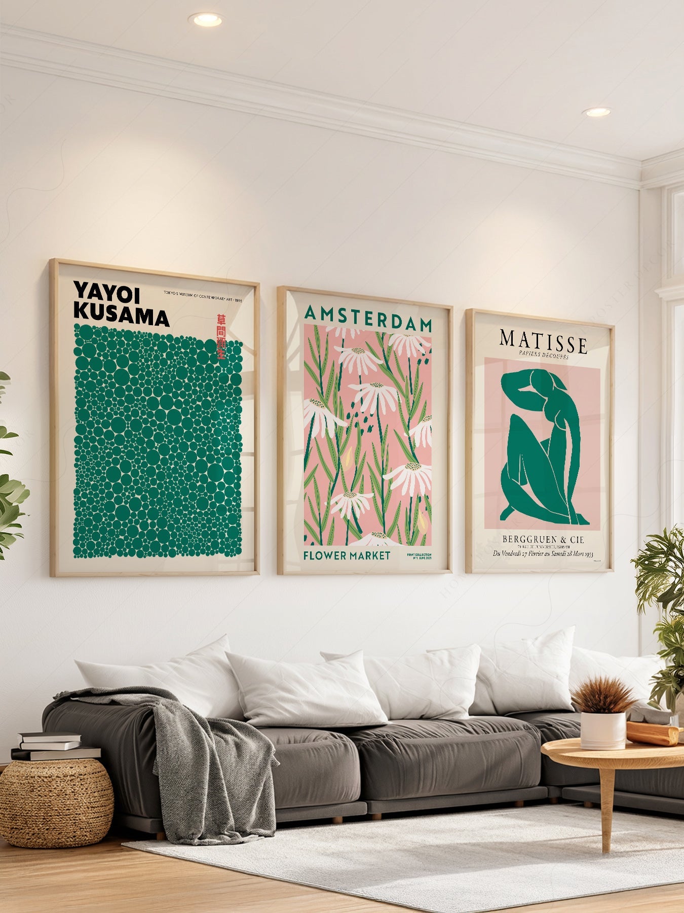 Matisse Kusama Amsterdam Flower Market Set of 3 Prints – Pink Green Wall Art