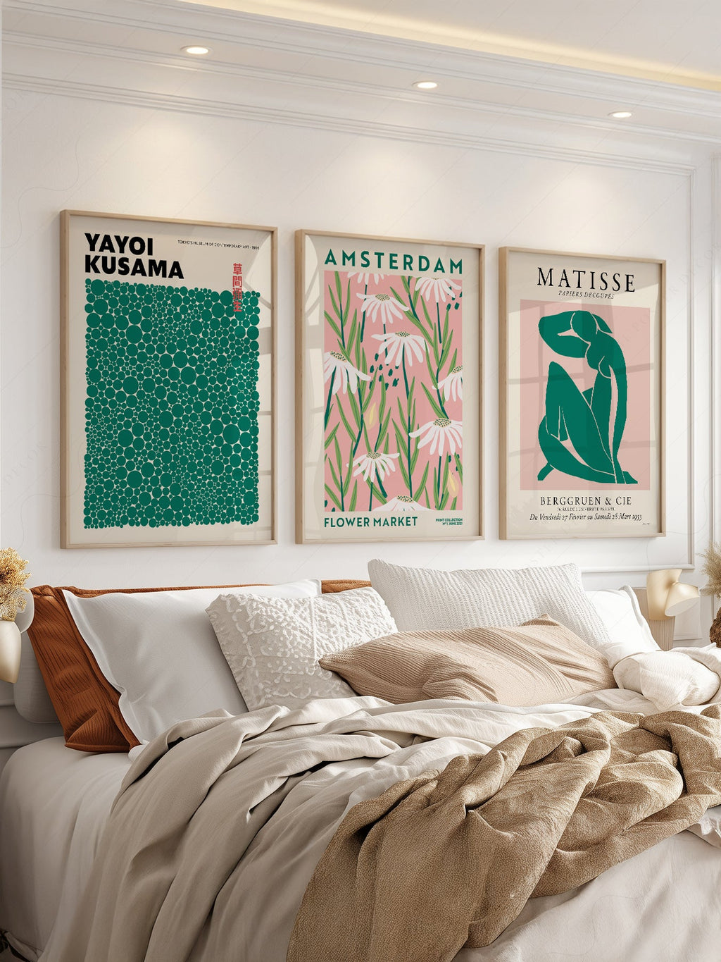 Matisse Kusama Amsterdam Flower Market Set of 3 Prints – Pink Green Wall Art