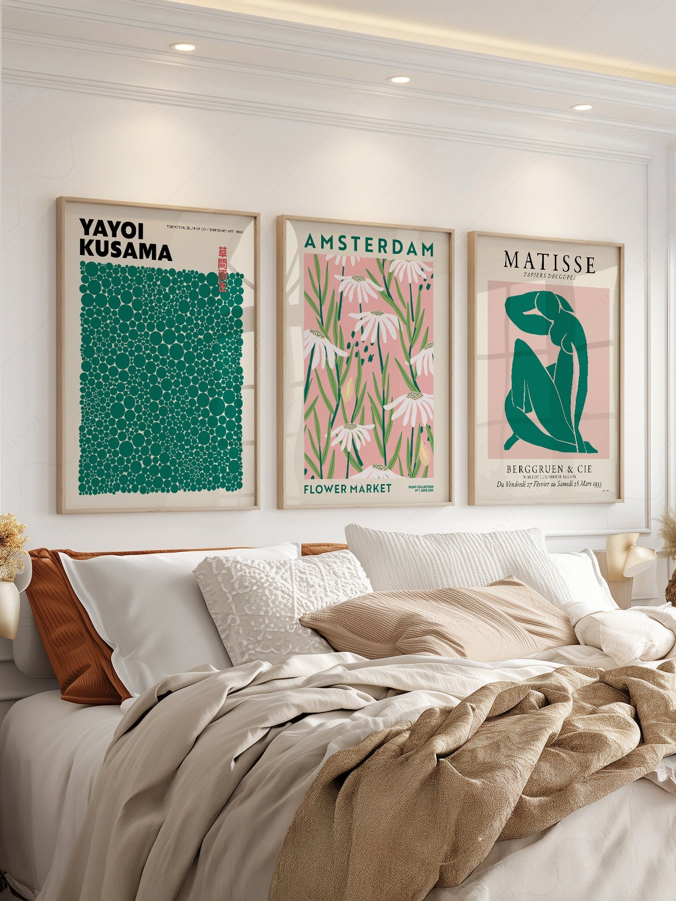 Matisse Kusama Amsterdam Flower Market Set of 3 Prints – Pink Green Wall Art