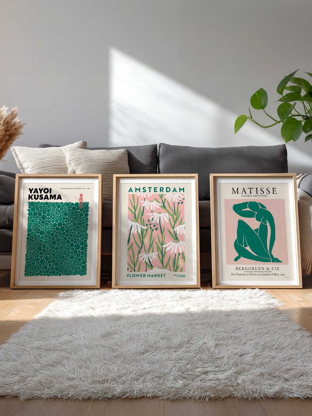 Matisse Kusama Amsterdam Flower Market Set of 3 Prints – Pink Green Wall Art