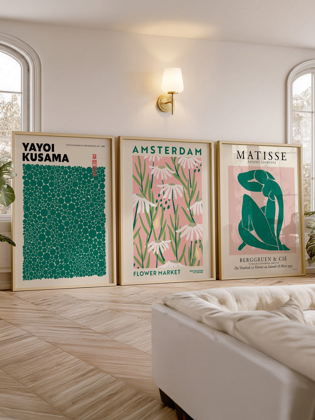 Matisse Kusama Amsterdam Flower Market Set of 3 Prints – Pink Green Wall Art