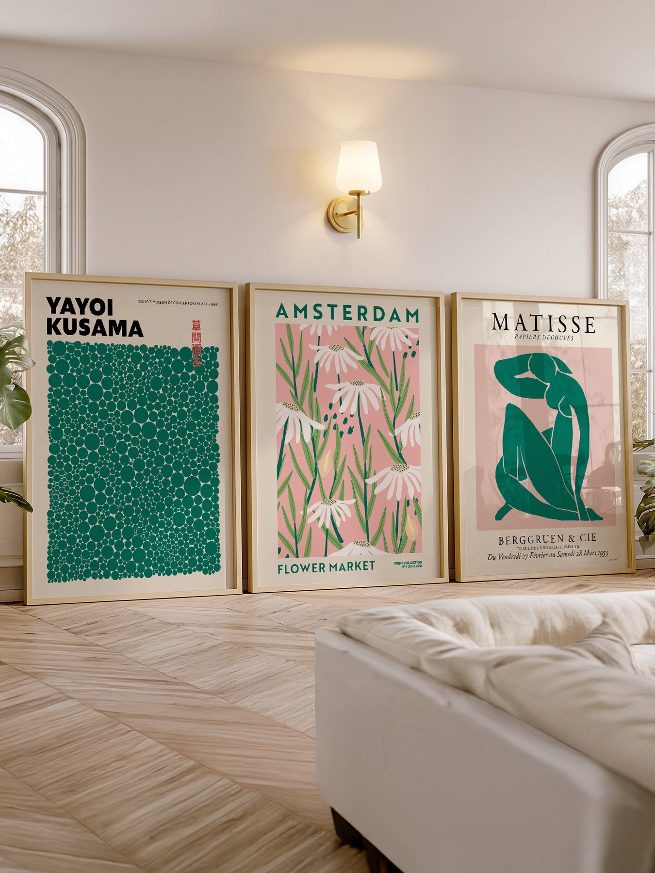 Matisse Kusama Amsterdam Flower Market Set of 3 Prints – Pink Green Wall Art